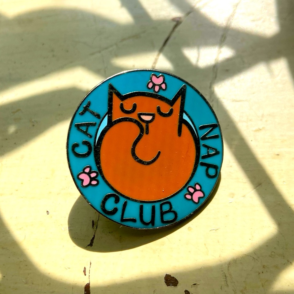 Cat Nap Club Original Enamel Pin Button Cute Sleepy Kitty